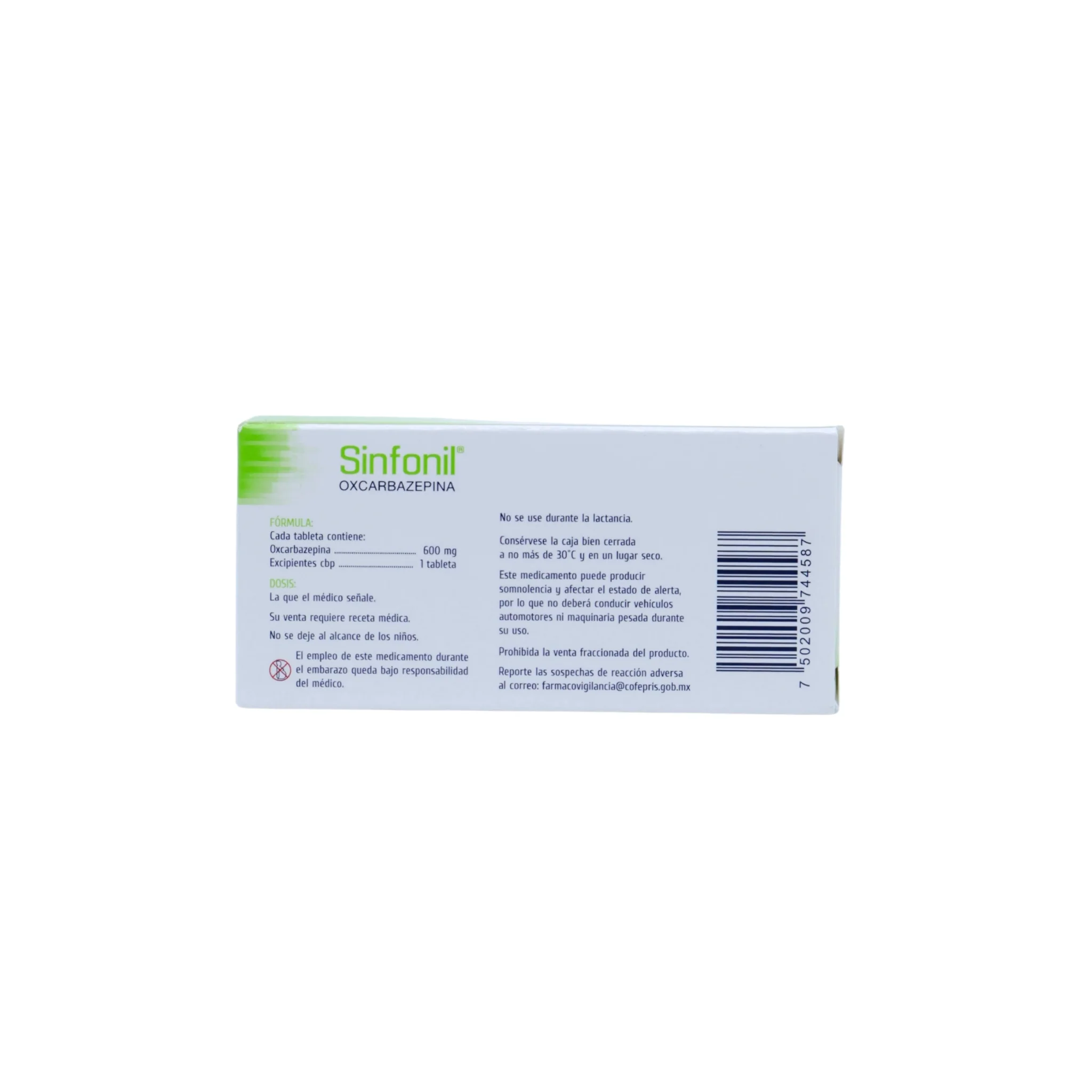 Sinfonil Oxcarbazepina de 600 mg Caja C/20 - Image 4