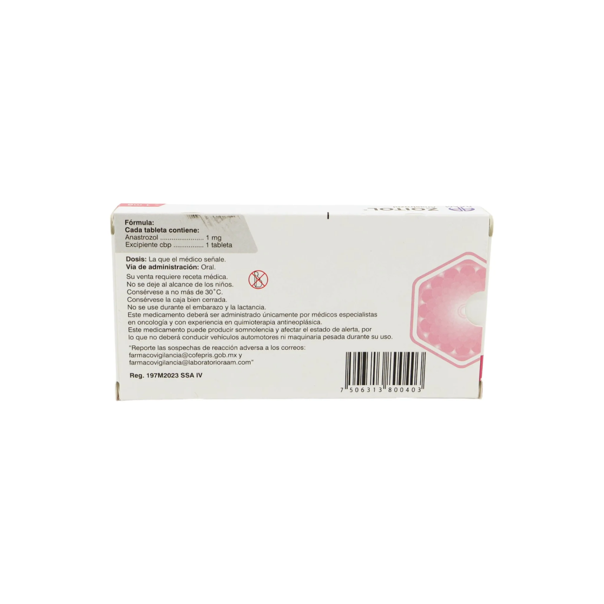 Zoitol Anastrozol de 1 mg, 28 Tabletas - Image 4